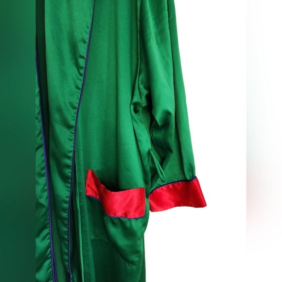 Victoria's Secret Satin Green/Pink Kimono Style Robe - Picture 8 of 11